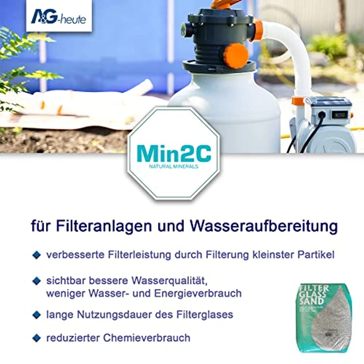 Min2C Filtersand 20 kg, Glasfiltersand 0.5-1.25 mm für optimales Poolwasser und verbesserte Filterleistung – Bild 4