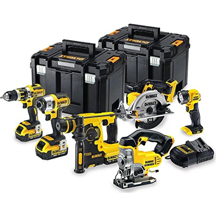DeWALT Kit DCK699M3T, Elektrowerkzeug-Set mit DCD795 (Schlagbohrschrauber) und DCS391 (Handkreissäge), 6-teilig, inkl. 3 x 4,0 Ah Akku und 2 x TSTAK VI – Bild 1