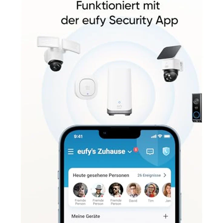 eufy Security Sirene, 105dB kabelloser Alarm, IP65 wetterfest, 2 Jahre Batterielaufzeit, kompatibel mit Homebase 2 & 3, App Steuerung – Bild 5
