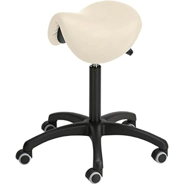 Sattelhocker Standard mit Polster und Rollen, Rollhocker, Arbeitshocker, Leinen