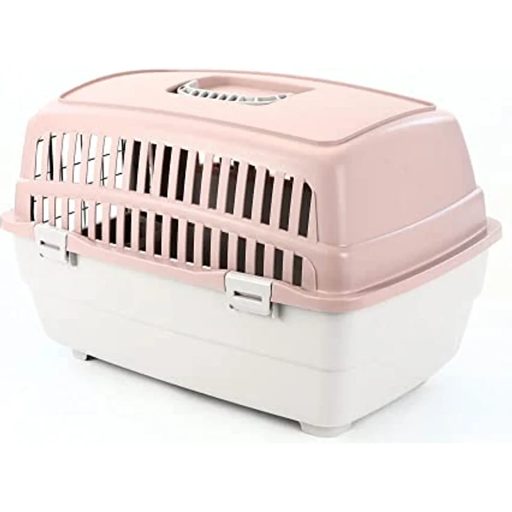 GarPet Hunde-Transportbox Transportbox IATA Flugbox Flugzeug Transport Box Hunde Katzen Gr. S, Grau/Altrosa kombiniert – Bild 5