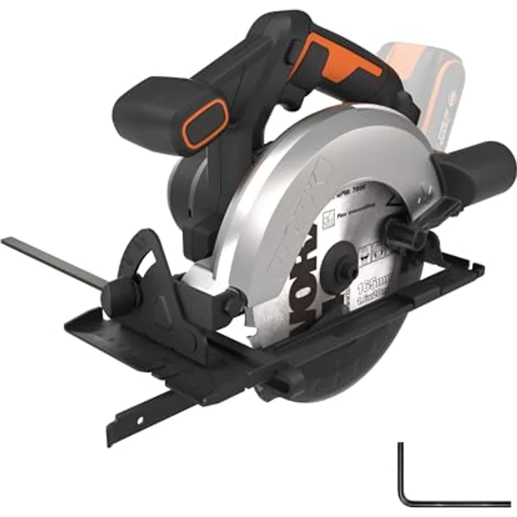 WORX WX526.9 Akku-Kreissäge 20V – 165mm Sägeblatt – werkzeuglose 0-50° Neigungswinkel Einstellung – kompaktes Design – Absaug-Adapter – Bild 1