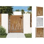 vidaXL Gartentor 105x130 cm Cortenstahl Gras-Design Abschließbar Zauntor in Rostig