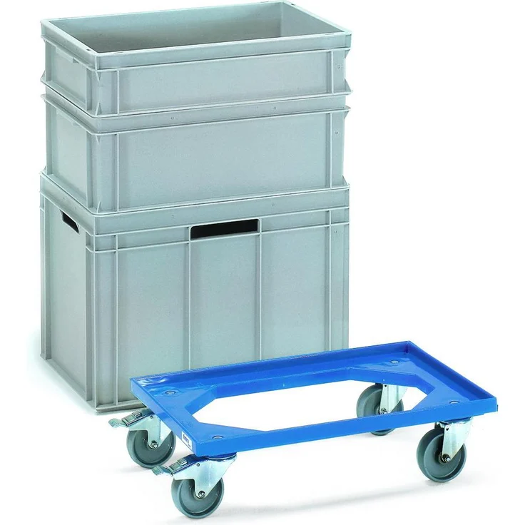 Fetra Kistenroller Transportwagen, Tragfähigkeit 250 kg, ABS-Kunststoff blau, Polyamid-Bereifung, L605xB405mm – Bild 1