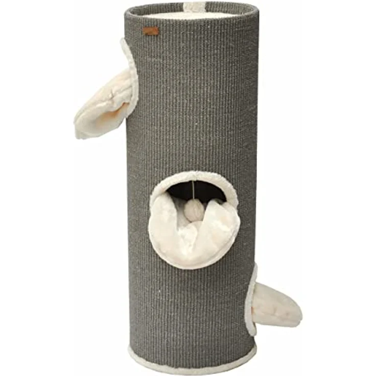 Nanook Kratzbaum Kratztonne Oskar grau, Ø 37 cm mit Langflor-Plüsch, stabil und standfest – Bild 4
