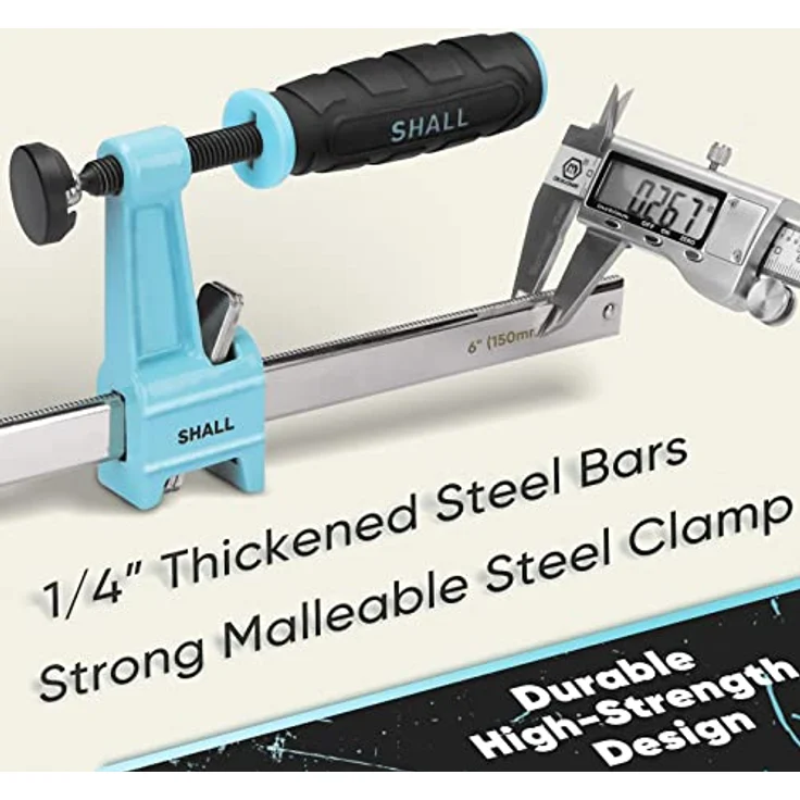SHALL Schraubzwingen Set 4 Stück, Spannweite 150mm (6 Zoll), Spannkraft 272kg (660 Pfund), Edelstahl, präzises Fixieren von Holzwerkstücken – Bild 4