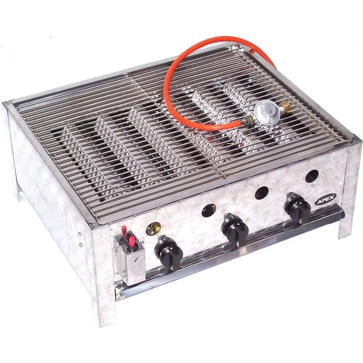 Apex Gasgrill EDELSTAHL GASBRÄTER 10 kW 3 flammig GASGRILL BRÄTER GRILL, robustes Edelstahlgehäuse, 10 kW Leistung