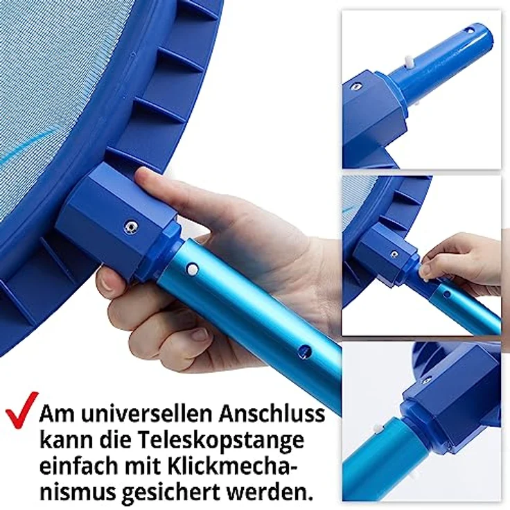 HECHT Pool Kescher Set mit teleskopierbarer Aluminiumstange, 1,9 m - 3,9 m, 32 x 30 cm Netzgröße, ideal für alle Poolgrößen – Bild 2
