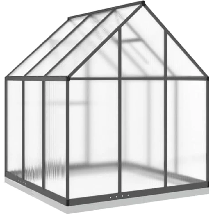 vidaXL Gewächshaus mit Fundamentrahmen Anthrazit 169x169x202 cm Alu, wetterbeständiger Rahmen, UV-beständige Platten, durchdachtes Design – Bild 5