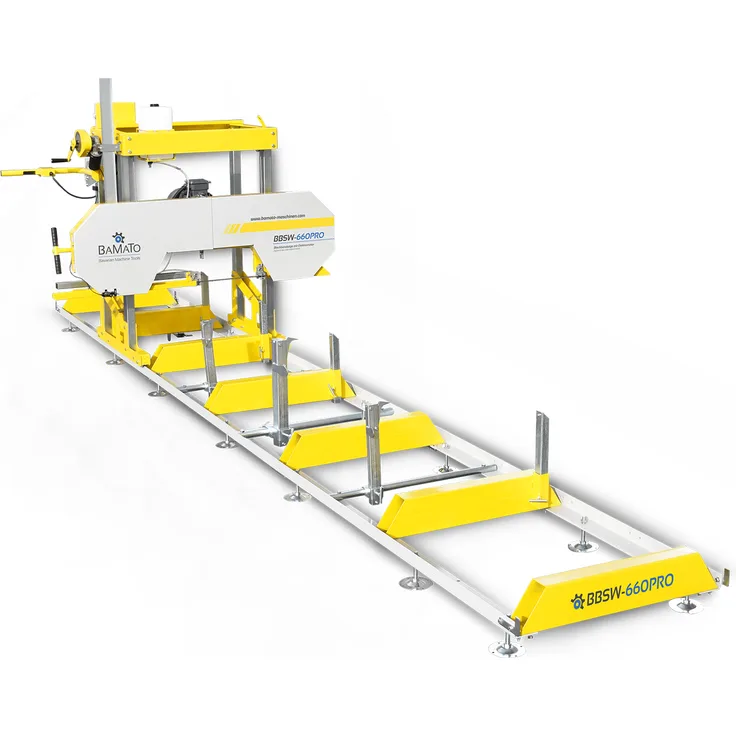BAMATO Blockbandsäge BBSW-660PRO mit 5,9m Rollbahn und elektrischer Höhenverstellung