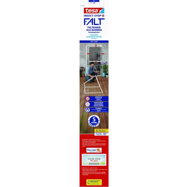 tesa Fliegenschutz-Tür FALT 100 x 220 cm - Aluminium weiß individuell kürzbar – Bild 1