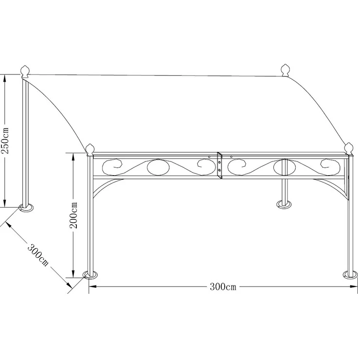 Anbaupavillon MANTOVA-XL 3x3 Meter, Stahl dunkel, Plane PVC-beschichtet écru – Bild 5
