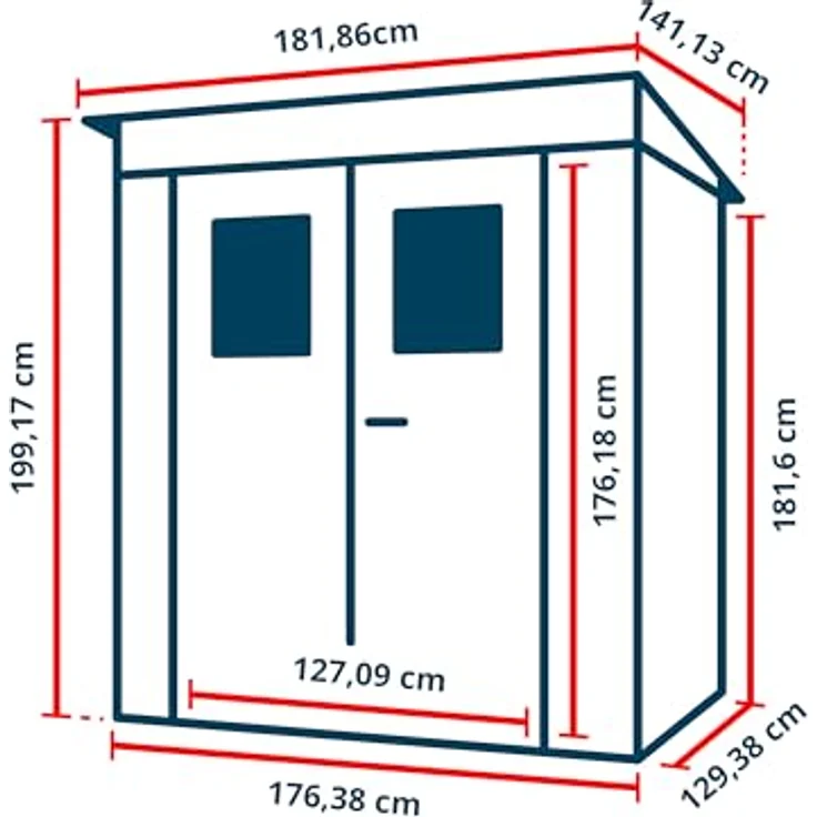 GFP Primeyard Kunststoffgerätehaus 176x129x199 cm, Gartenhaus Geräteschuppen in anthrazit, wetterfest und platzsparend – Bild 4