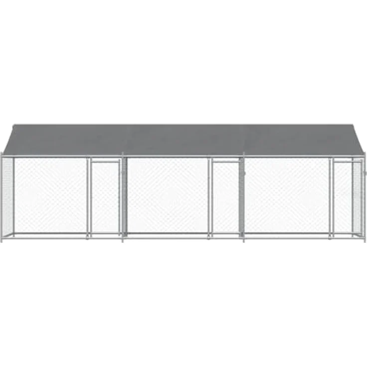 vidaXL Hundezwinger mit Dach und Türen Grau 6x2x2 m Verzinkter Stahl – Bild 4