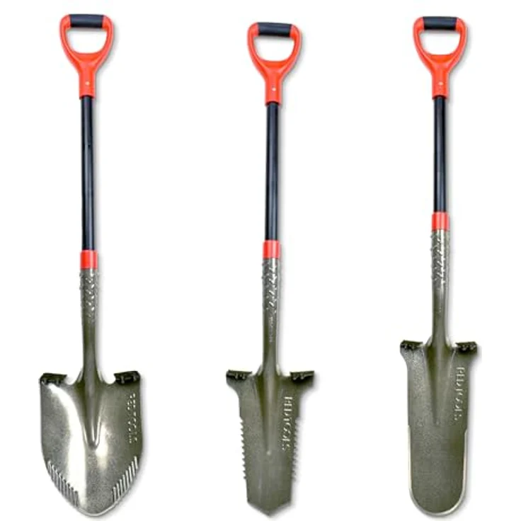 Red Tools Profi Spaten Set, 3-tlg. Gartenset mit Sägespaten, Drainagespaten und vielseitiger Schaufel, robustes Metallwerkzeug – Bild 1