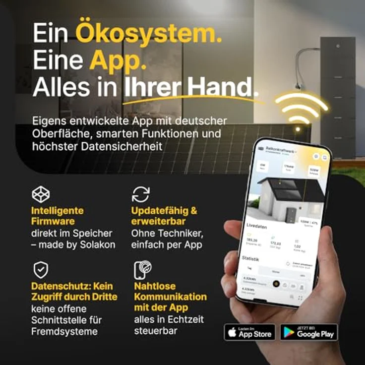 Solakon ONE All-in-One Balkonkraftwerk Speicher mit 2,11 kWh Kapazität, 2600W über 4 MPPTs, KI-Funktionen, Nulleinspeisung, einheitlichem App-Ökosystem, Plug & Play – Bild 2