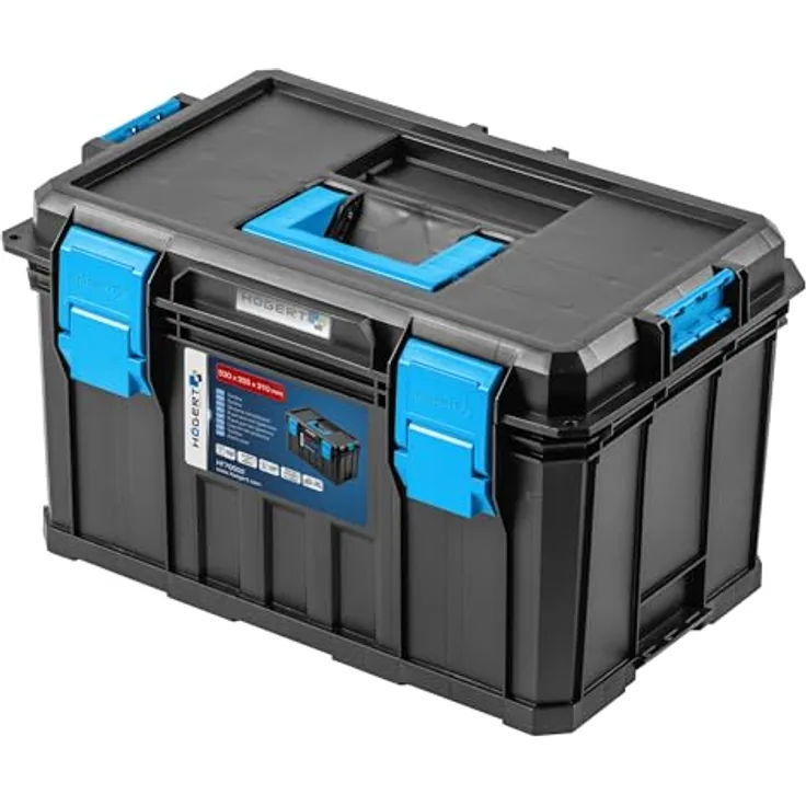 Högert Technik HT7G502 Werkzeugkasten, Tragfähigkeit bis 50 kg, modularer Aufbau, staubdicht, mit herausnehmbaren Organizers, robuste ABS-Verschlüsse