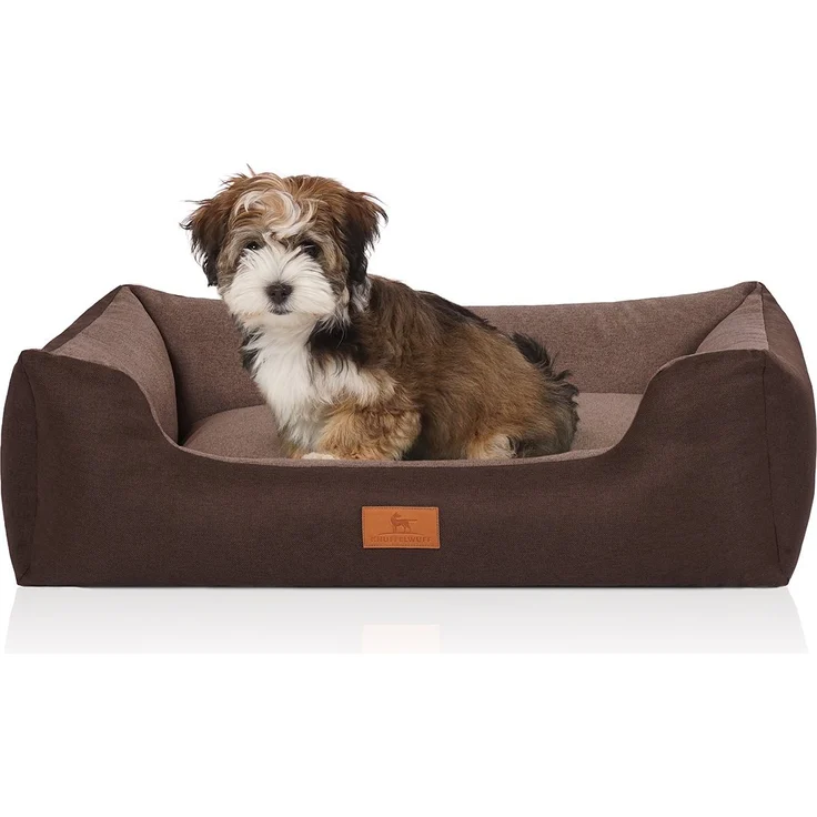 Knuffelwuff Tierbett Hundebett Luke, Schaumstoffflocken, luxuriöse Polsterung, erhöhte Seiten, anthrazit – Bild 1