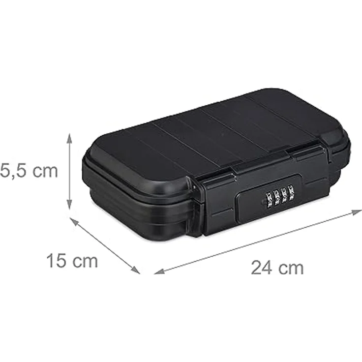 relaxdays Autotresor Sicherheitsbox tragbar mit Zahlenschloss, wasserdichter Mini-Tresor in Schwarz – Bild 5