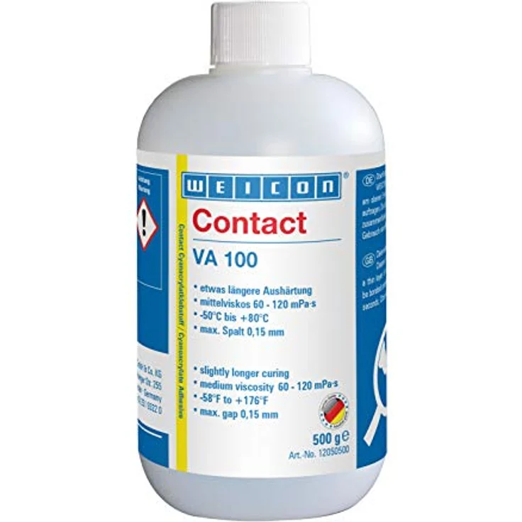 WEICON Universalkleber VA 100, Cyanacrylat-Klebstoff für Metall, Kunststoff und Gummi, 500g Flasche, farblos – Bild 1
