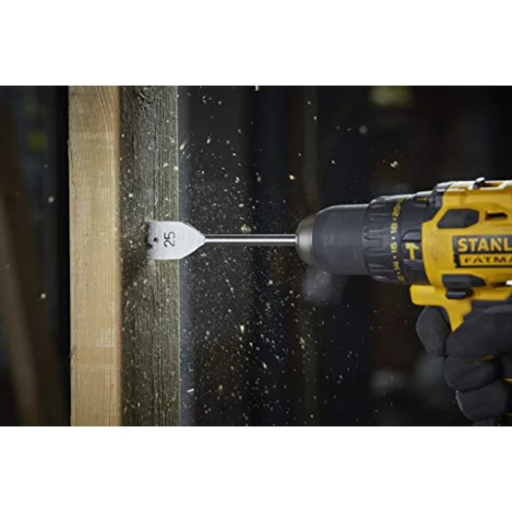 Stanley FatMax 8-tlg. Flachbohrer-Set STA88556, Premium Flachholzbohrer mit praktischem ToughCase, stapelbar, inklusive 12-32 mm Bohrer – Bild 5