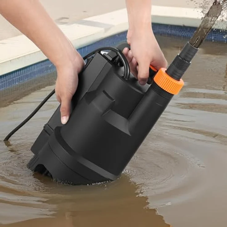 VEVOR Tauchpumpe 690W, 17500L/h PP-GF20, 9m Förderhöhe mit automatischem Schwimmerschalter – Bild 8
