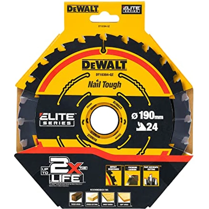 DeWalt Kreissägeblatt (für Handkreissägen ohne Spaltkeil, Sägeblatt-ø 190-30, 24WZ, für universellen Einsatz) DT10304 – Bild 2