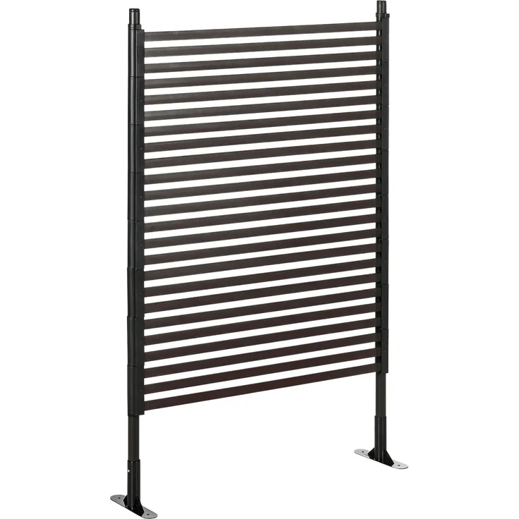 JTI GmbH Gartenzaun Steckzaun dekorativ 93 x 150 cm, Teichzaun mit Fuß für Balkon Terrasse in Braun, aus robustem Stahl mit PE-Beschichtung