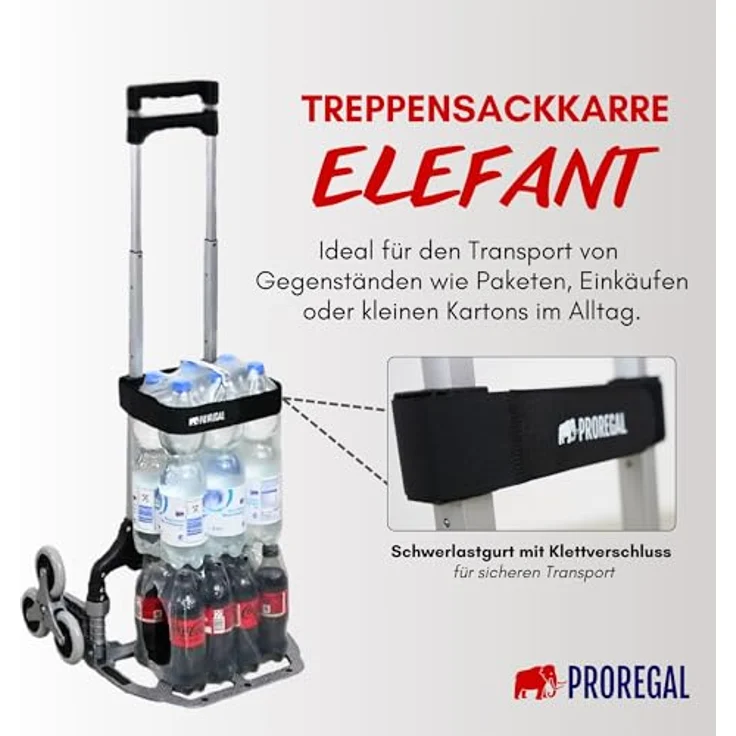 PROREGAL® Sackkarre ELEPHANT Traglast 250kg Alurahmen ergonomische Griffe Gummiräder – Bild 2