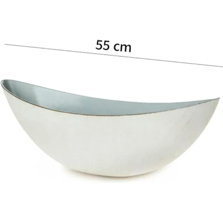 matches21 HOME & HOBBY Ovale Pflanzschale für draußen - große Schiff Deko-Schale in Vintage Creme-weiß als Blumen-Topf Pflanztopf - 55 cm Jardiniere für Garten Balkon oder Friedhof als Grab-Schmuck – Bild 2