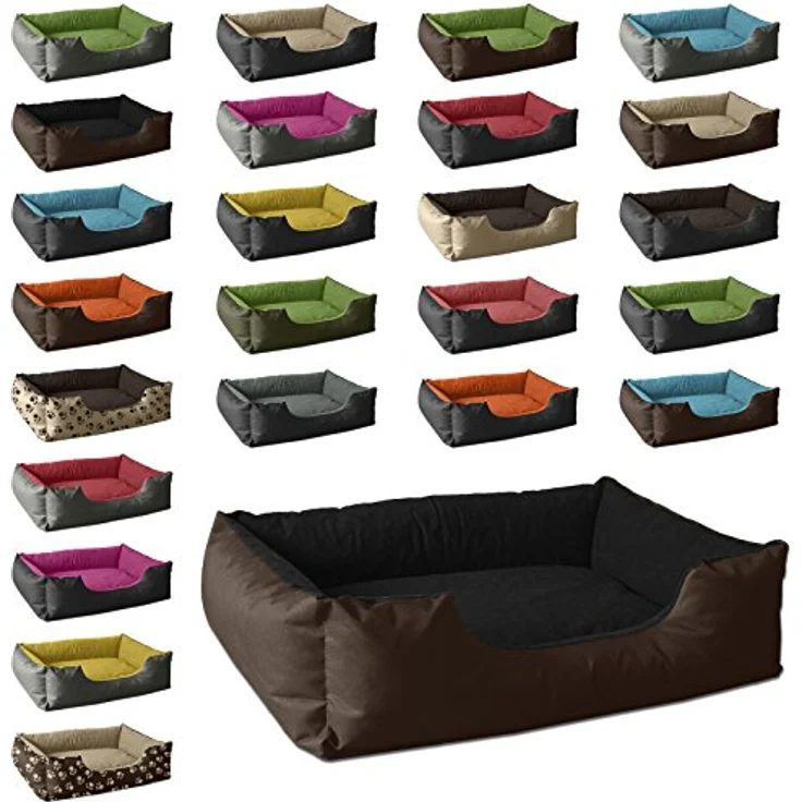 BedDog Hundebett LUPI, Hundekissen mit abziehbaren waschbaren Bezug, Hundekorb, Hundesofa, für kleine Hunde, S, braun-schwarz – Bild 2
