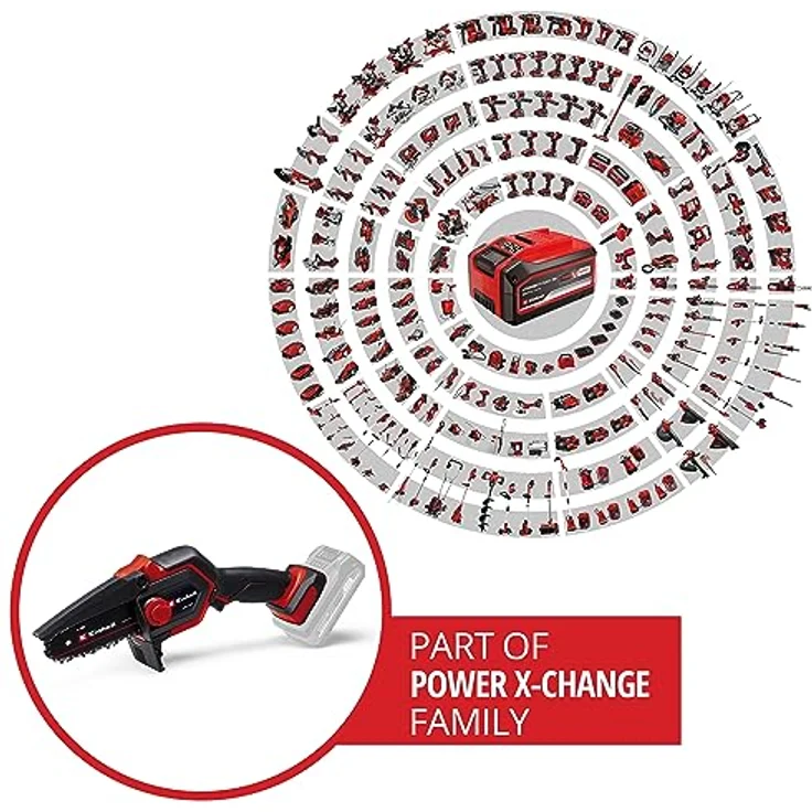 Einhell Akku-Astkettensäge GE-PS 18/15 Li BL-Solo Power X-Change (18 V, Brushless, 12,5 cm Schnittlänge, werkzeugloser Schwert- und Kettenwechsel, ohne Akku) – Bild 2