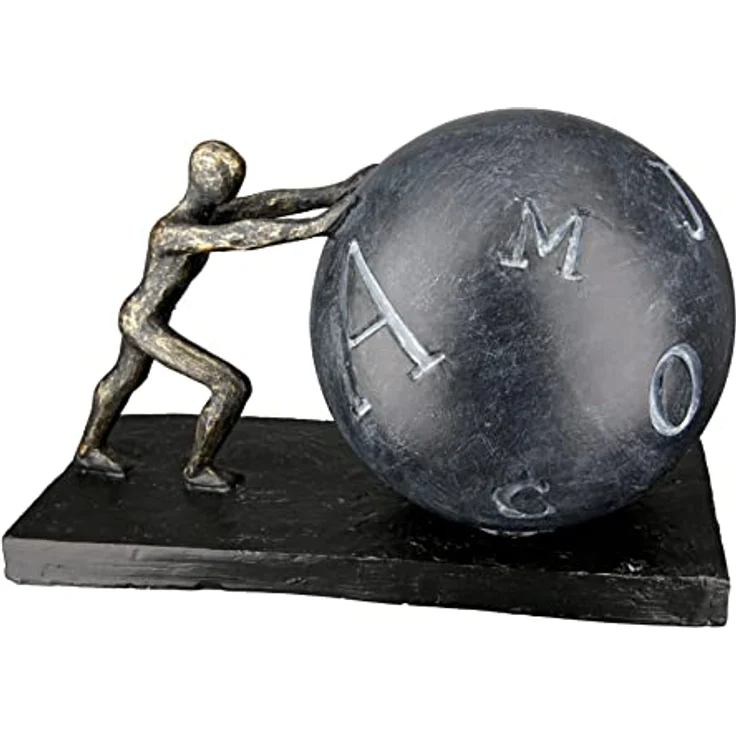 GILDE Dko Skulptur Buchstaben Ball - Wissen und Fantasie - Kunstharz anthrazitfarben, bronzefarben 37351 - Breite 25 cm – Bild 1