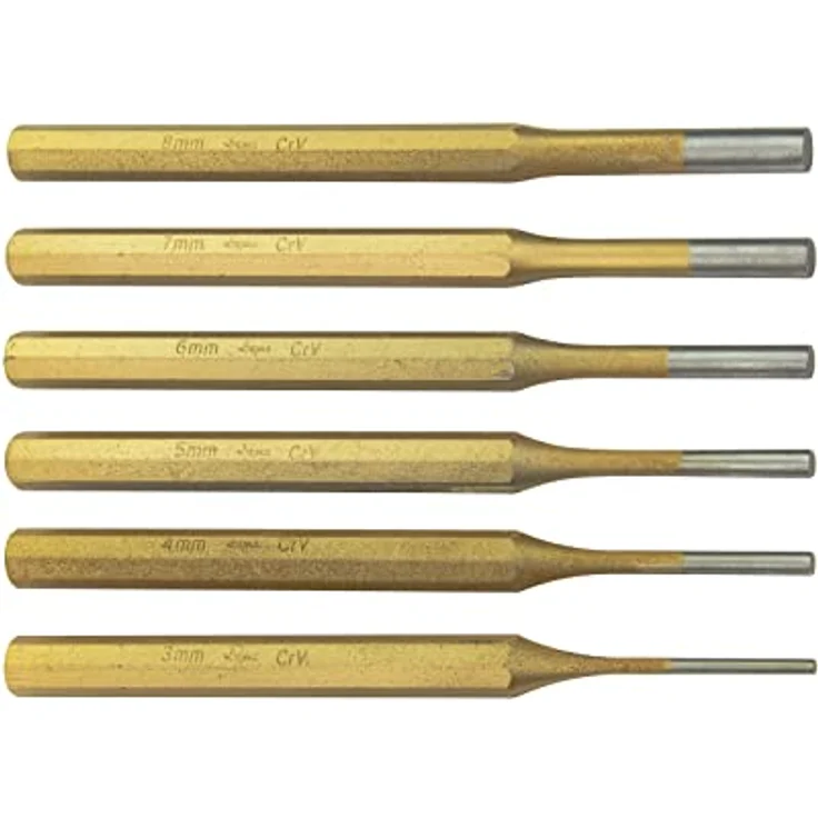 DEMA Splinttreiber Durchtreiber Set 6-teilig, präzise Austreiber für Metallbearbeitung, kompakte Metallbox, robust und langlebig – Bild 2