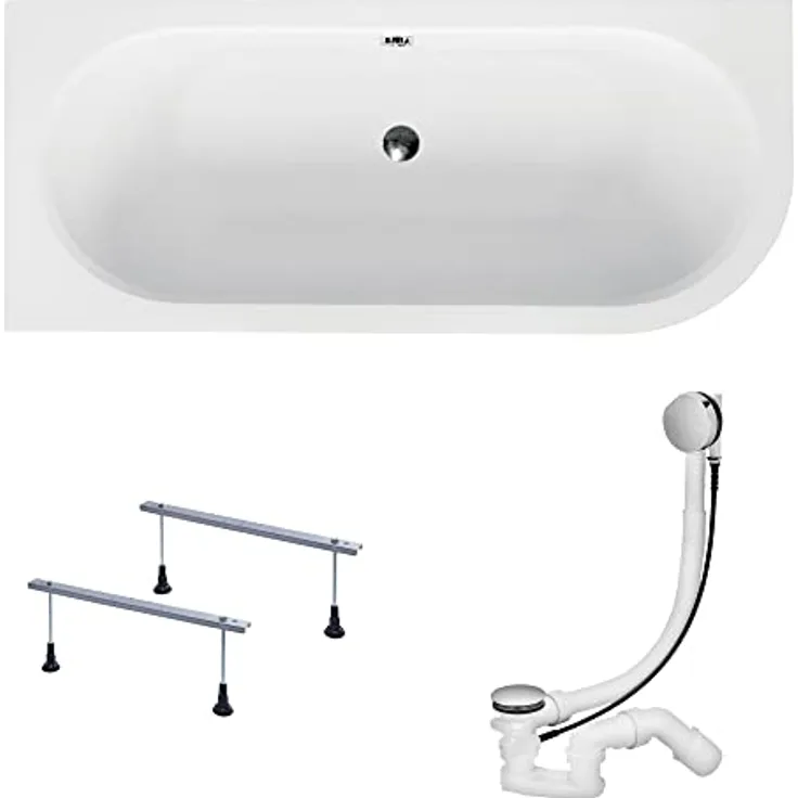 KOLMAN Badewanne Eckbadewanne Rechteck Avita 170x75 Links ohne Verkleidung - Ablaufgarnitur VIEGA & Füße