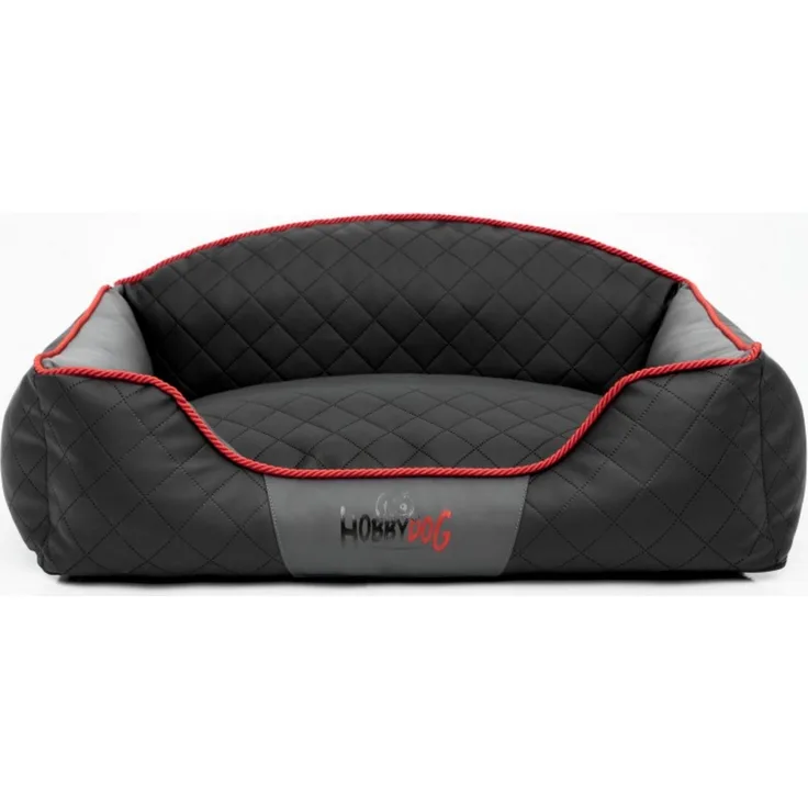 Hobbydog Hundebett Elite Ekoleder, abriebfest, Polyurethanschaum, abnehmbarer Deckel, schwarz