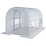 TOOLPORT Foliengewächshaus Gewächshaus 2x3m mit Fenster - stabil & langlebig, reißfeste PE Plane 180g/m² weiß transparent