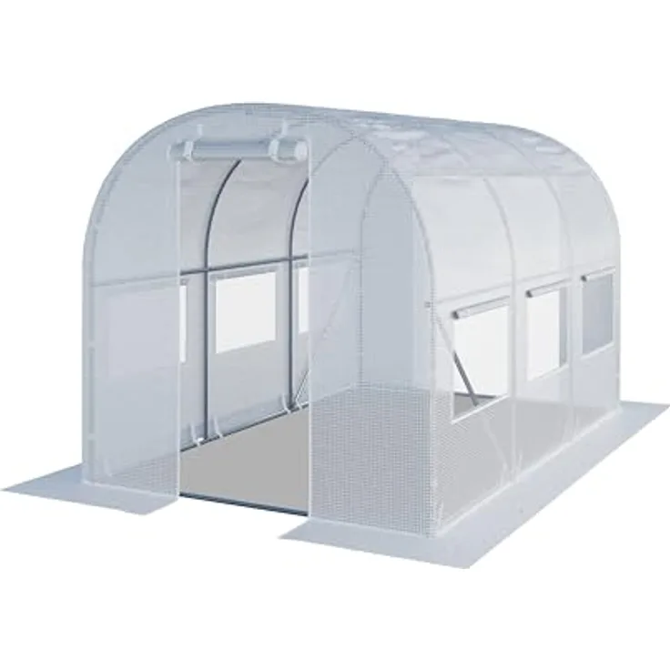 TOOLPORT Foliengewächshaus Gewächshaus 2x3m mit Fenster - stabil & langlebig, reißfeste PE Plane 180g/m² weiß transparent