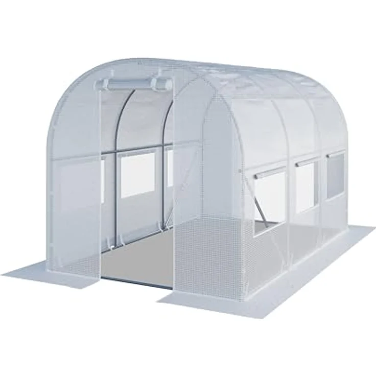 TOOLPORT Foliengewächshaus Gewächshaus 2x3m mit Fenster - stabil & langlebig, reißfeste PE Plane 180g/m² weiß transparent – Bild 1