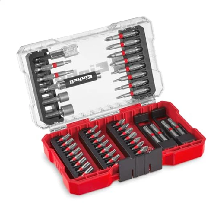 Original Einhell M-CASE 42-tlg. Bit-Set (25-mm-Bits, 50-mm-Bits, Magnethalter, Steckschlüssel, Schnellwechselbithalter inkl. Aufbewahrungsbox) – Bild 1
