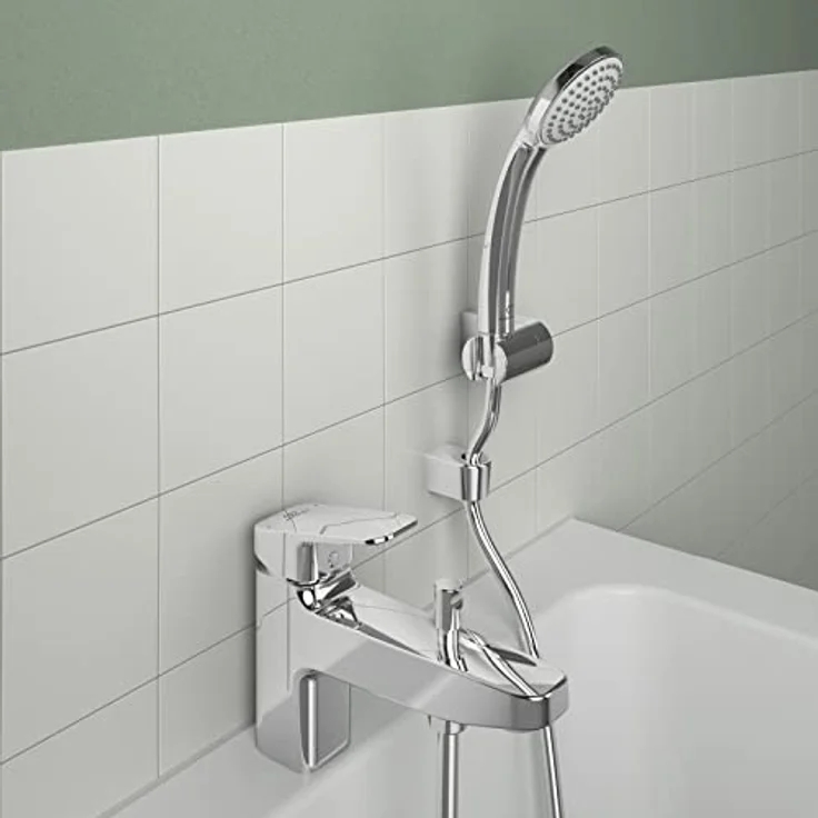 Ideal Standard Badearmatur Wannenrand Ceraplan, Einhebel-Einlocharmatur mit starren Gussauslauf, Chrom – Bild 5