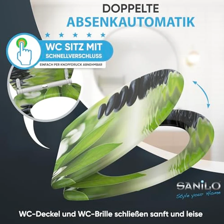 Sanilo WC Sitz Harmony, Toilettendeckel aus bruchfestem Holz mit Absenkautomatik und antibakterieller Oberfläche – Bild 3