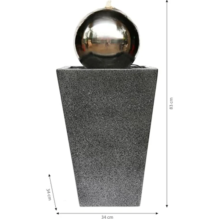 Dehner Gartenbrunnen Kioto mit LED Beleuchtung, ca. 83 x 34 x 34 cm, Edelstahl, grau - Preisvergleich – Bild 3