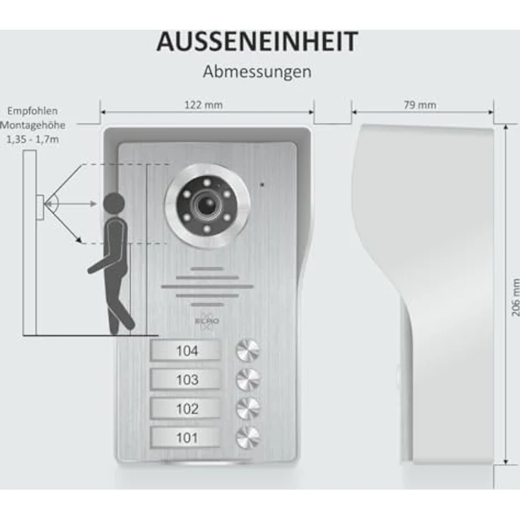 Elro Video-Türsprechanlage DV4000-4, 4 Monitore, Full HD, weiß – Bild 5