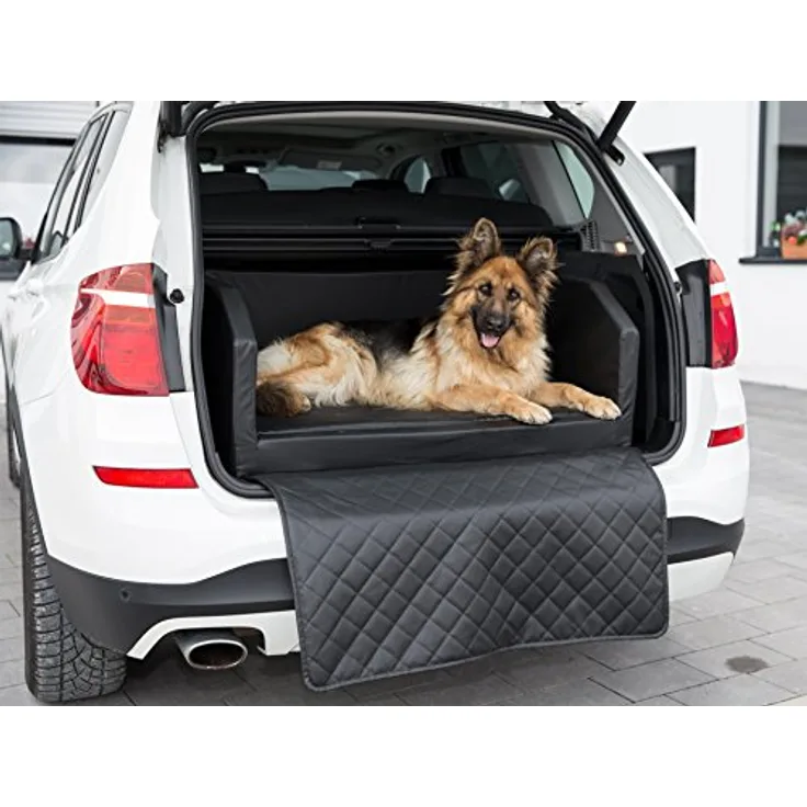 CopcoPet - Travel Bed Hundebett für Kofferraum 70x55 cm Kunstleder Schwarz - Wasserabweisend & Kratzfest - Rutschfest & robust mit Schutzdecke