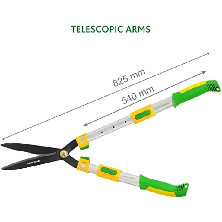 GRÜNTEK Teleskop-Heckenschere Q-32, 680-825 mm, Professionelle gehärtete Klinge 240 x 65 mm, 4-fach verstellbare Alu-Griffe, Rot - Preisvergleich – Bild 2
