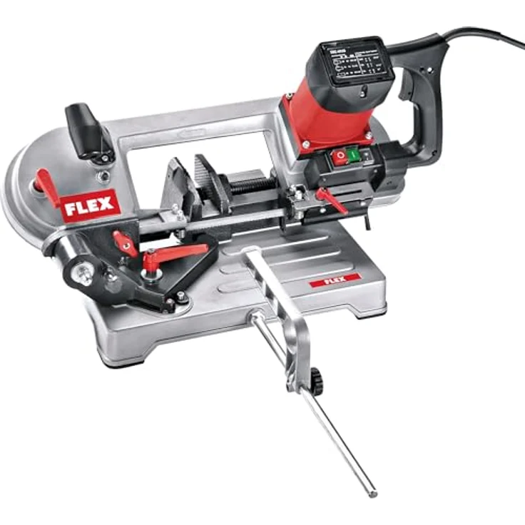 Flex Metall-Bandsäge SBG 4910, 850 W Werkstattsäge mit schwenkbarem Sägerahmen, Bimetall-Sägeband, schwarz/rot, inkl. Zubehör und Parallelanschlag – Bild 2
