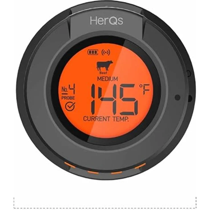HerQs Dome Grillthermometer - Bluetooth Fleischthermometer mit App und Temperaturalarm - inkl. 2 Sonden - Genaue Temperaturmessung bis zu 4 Sonden - Für Ofen, Grill, Pfanne, Heißluftfritteuse – Bild 2