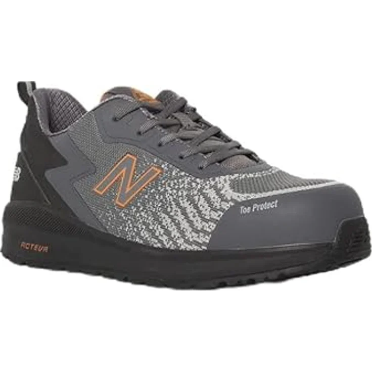 New Balance Halbschuhe Speedware S1 P SRC, Rutschfeste Sicherheitsschuhe mit Fiberglas-Zehenkappe, Grau / Orange – Bild 1