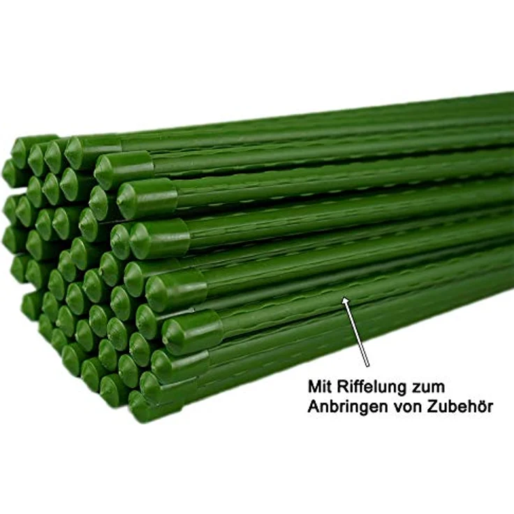Novatool Rankhilfe, 50 Pflanzstäbe 120 cm grün, 11 mm Durchmesser, wetterfest und korrosionsbeständig für Tomaten und Kletterpflanzen – Bild 4